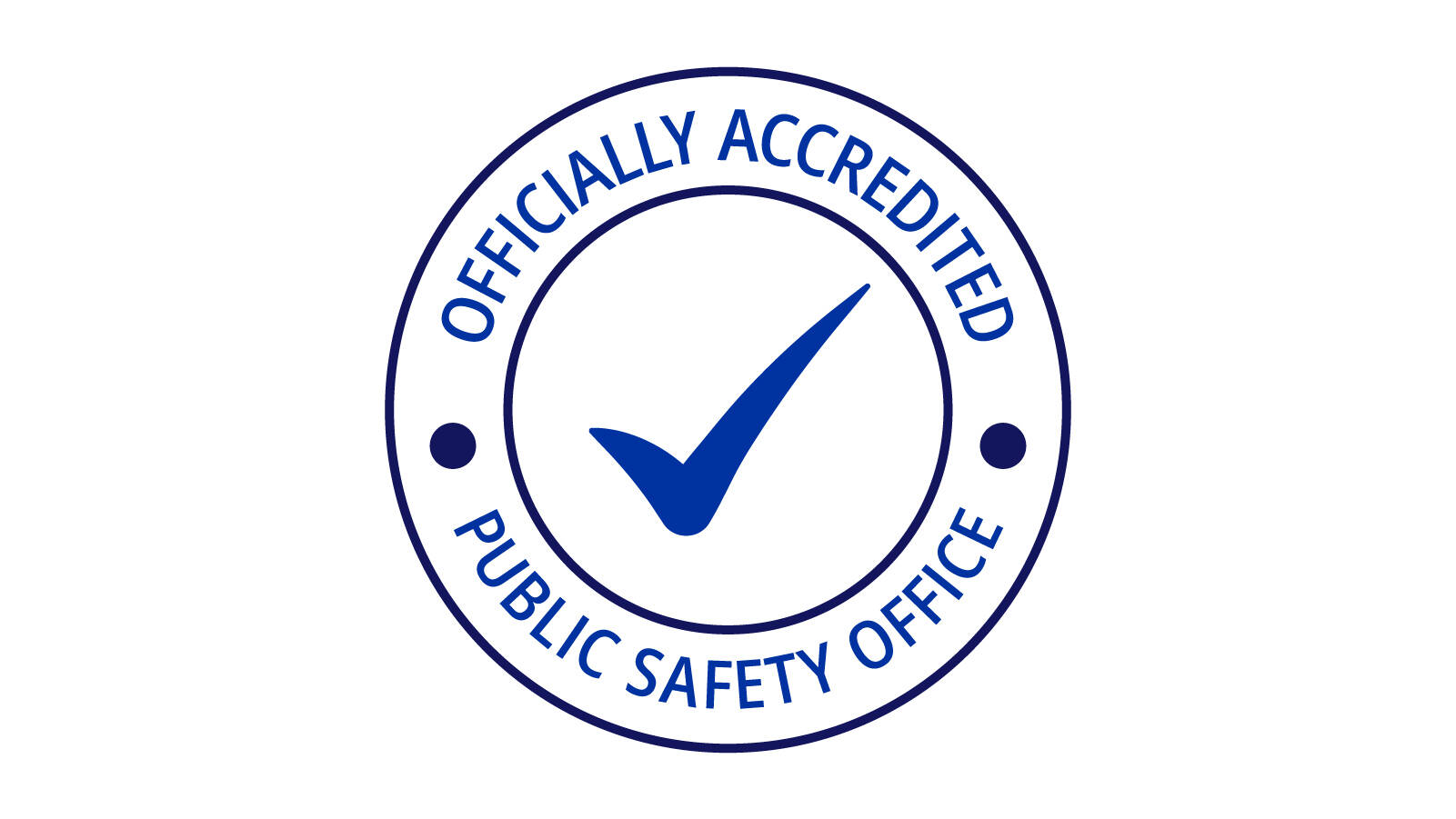 A circle with a checkmark in the center and the words "Officially Accredited Public Safety Office" around it.